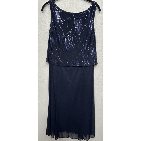 Alex Evenings sequin dress jacket set 8 petite Navy Mother Of The Bride Formal - Picture 7 of 9